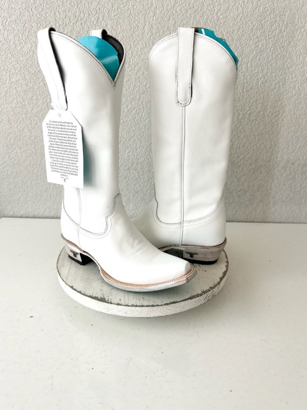 Lane EMMA JANE White Cowboy Boots Western Cowgirl Mid Calf Tall Snip Toe Sz 7 - Picture 11 of 11